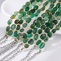 女性用天然瑪瑙ビーズブレスレット  ナゲット  201個のステンレススチール製金具付き  7-1/2インチ（19.2cm）&nbsp;G-P563-07P-01