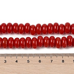 手作りランプワークビーズ  フラットラウンド  レッド  10x5.5mm  穴：2mm&nbsp;LAMP-Q004-02D