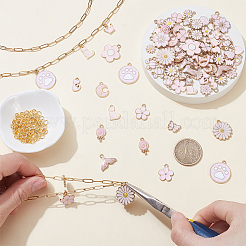 DIY ネックレス メイキング キット  304ステンレススチールのペーパークリップチェーンネックレスを含む  合金エナメルチャーム  真鍮製丸カン  ゴールドカラー  ネックレス：18.50インチ（47cm）&nbsp;DIY-SP0007-97