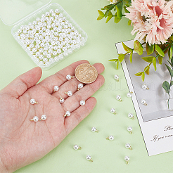 150 個の abs プラスチック模造真珠のペンダント  真鍮パーツ  ラウンド  ホワイト  9x6mm  穴：1.5mm&nbsp;SACR-HY0001-10