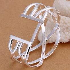 Hollow Criss-Cross Brass Cuff Bangles For Women&nbsp;BJEW-BB12392