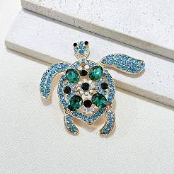 Tortoise Alloy Rhinestone Brooches for Backpack Clothes&nbsp;PW-WG63776-01-1