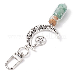 7Pcs 7 Styles Chakra Natural & Synthetic Gemstone Chip Beads inside Glass Wishing Bottle Pendant Decorations&nbsp;HJEW-JM02343