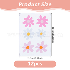 6個のPVCウォールステッカー  花  ピンク  286x212x0.3mm&nbsp;DIY-WH0591-338