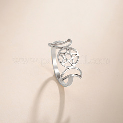 Moon Phase 304 Stainless Steel Finger Rings&nbsp;FS-WGB8857-03