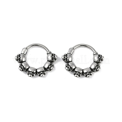 Skull 316 Surgical Stainless Steel Hoop Earrings&nbsp;EJEW-G416-32AS