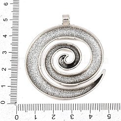 チベット風合金ビッグサイズペンダントトップ  スパイラルチャーム  アンティークシルバー  51x45x6.5mm  穴：3.5mm&nbsp;FIND-H064-02AS