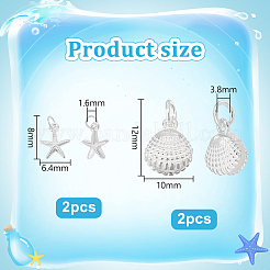Starfish/Shell Shape 925 Sterling Silver Sea Animal Charms&nbsp;STER-PH0002-31
