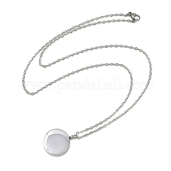 304 Stainless Steel Flat Round Pendant Pet Urn Ashes Necklaces&nbsp;NJEW-S455-01P