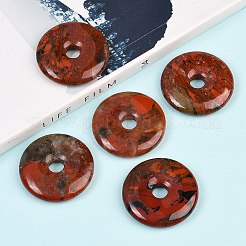 天然brecciated碧玉のペンダント  ドーナツ/円盤チャーム  30x5mm  穴：6mm&nbsp;G-C220-F02-30mm