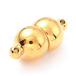 イオンプレーティング(IP) 304 ステンレススチール ループ付きマグネット留め具  18KGP本金メッキ  18x8mm  穴：1.2mm&nbsp;STAS-M290-03G