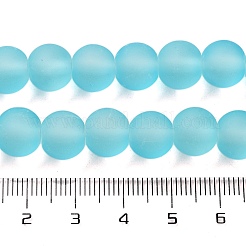 ベーキングペイント透明ガラスビーズ連売り  艶消し  ラウンド  ライトスカイブルー  10mm  穴：1.3~1.6mm  約80個/連  31.4インチ&nbsp;X-GLAA-S031-10mm-21