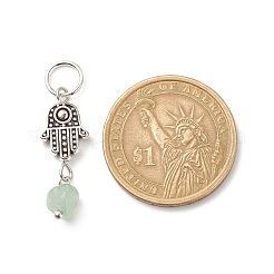 7 個 7 スタイルチャクラ天然 & 合成混合石チップ合金ペンダント  ナチュラル グリーン アベンチュリン & ガーネット & レッド アベンチュリン & ラピスラズリ & アメジスト & シトリン  合成ターコイズ  ハムサハンドチャーム  26.5~27.5mm  石：6~11x5~7mm  手：11.5x10x3.8mm  穴：5.8mm  1個/スタイル&nbsp;PALLOY-JF01778-06