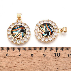 Brass Micro Pave Clear Cubic Zirconia Pendants for Women&nbsp;KK-T070-92A-02