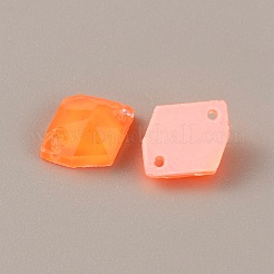 蛍光ガラスコネクターチャーム36個。  多面的な不規則なひし形  ダークオレンジ  10x8x3.5mm  穴：1mm&nbsp;GLAA-WH0035-13E