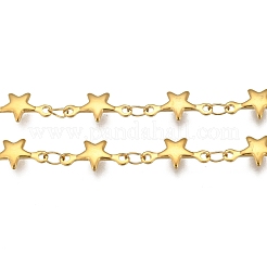 3.28フィート 304 ステンレススチールチェーン  ハンダ付け  スターリンクチェーン  ゴールドカラー  12x6x1mm&nbsp;X-STAS-P197-059G