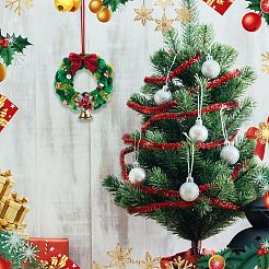 クリスマスペンダントデコレーションのDIYキット  パイプクリーナーを含む  DIYのぬいぐるみスティック  樹脂デコデンカボション  アイアン製ベルペンダント  真鍮製丸カン  ミックスカラー  300x5~6mm&nbsp;DIY-SC0032-73