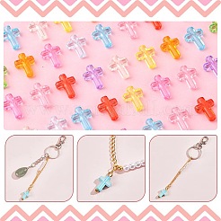 250個透明アクリルビーズ  クロス  ミックスカラー  15.5x12x4mm  穴：2mm&nbsp;TACR-CJ0001-54