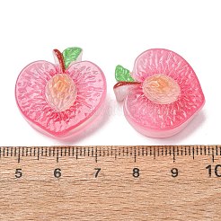 フルーツをテーマにした不透明樹脂製の食品模造カボション  ピンク  桃  24x23x12mm&nbsp;RE-CBA49A8-03D