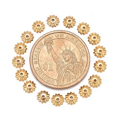 真鍮製ビーズキャップ  カドミウムフリー＆ニッケルフリー＆鉛フリー  18KGP本金メッキ  6x2mm  穴：1mm&nbsp;KK-P032-06-NR