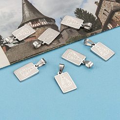 変色しない304ステンレススチールペンダント  ノッサセニョーラアパレシーダの長方形  ステンレス鋼色  20.5x12x2mm  穴：6x4mm&nbsp;LS-STAS-M245-22P