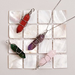5Pcs 5 Style Natural Gemstone Pendants&nbsp;G-SZ0001-13