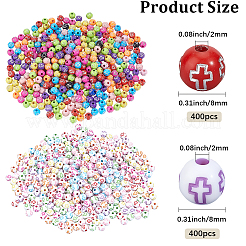 800Pcs 2 Styles Cross Theme Acrylic Beads&nbsp;MACR-PA0001-45E