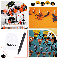 8種類のスタイルのアクリルラベルカード4枚  1バンドルジュートコード付き  ハロウィーンのデコテーション用  カボチャ  ゴースト  バット  ミックスカラー  100x82x2.5mm&nbsp;DIY-OC0008-63