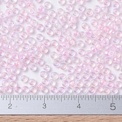 MIYUKIラウンドロカイユビーズ  日本製シードビーズ  （rr272)ピンクの裏地付きクリスタルab  11/0  2x1.3mm  穴：0.8mm  約1100PCS /ボトル  10 G /ボトル&nbsp;SEED-JP0008-RR0272