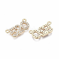 Valentine's Day Theme Brass Micro Pave Clear Cubic Zirconia Pendant Links Connectors&nbsp;KK-T056-76G-NF