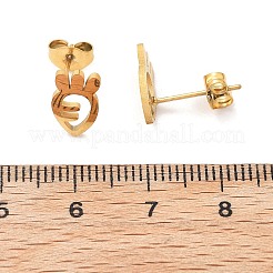 304ステンレススチールスタッドピアス  ニンジン  18KGP本金メッキ  12x6.5mm&nbsp;EJEW-I317-01G