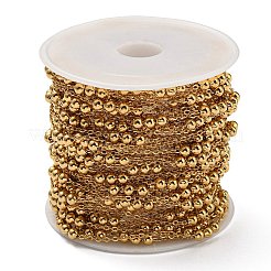 304ステンレススチールサテライトチェーン  ハンダ付け  スプールで  18KGP本金メッキ  1.5x1x0.3mm  ビーズ：9x3mm  10 m /ロール&nbsp;CHS-C009-25G
