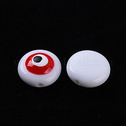 透明なアクリルビーズ  エナメル  目  レッド  12x6mm  穴：1.4mm&nbsp;LS-MACR-S374-13E-02