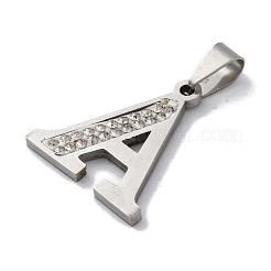 ステンレスペンダント201個  ラインストーン付き  文字L  文字a  25x23x2mm  穴：6x3mm&nbsp;STAS-Q342-53P-A