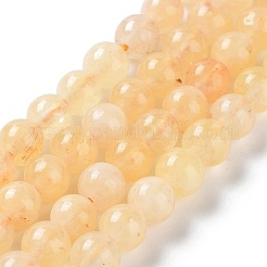 天然の天然翡翠ビーズ連売りを染めた  ラウンド  ゴールド  6mm  穴：1mm  約31個/連  7.48インチ（19cm）&nbsp;G-G021-02A-11
