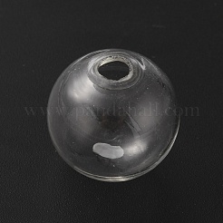 丸い機械化された吹きガラスグローブボールボトル  スタッドピアスや工芸品用  透明  20x19mm  穴：4.3mm&nbsp;GLAA-WH0036-20G