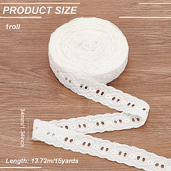 15 Yards Cotton Embroidery Flower Lace Ribbons&nbsp;SRIB-WH0011-178