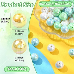 240g3色不透明アクリルビーズ  ABカラーメッキ  ラウンド  ミックスカラー  16x15mm  穴：2.8mm  80 G /カラー&nbsp;MACR-YW0003-63A