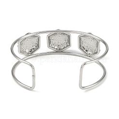 Non-Tarnish 304 Stainless Steel Wide Textured Open Cuff Bangles&nbsp;BJEW-Q348-05P-11