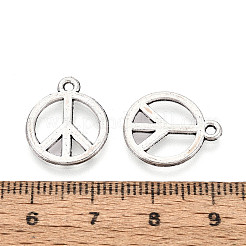 合金のチベット風チャーム  ピースサインチャーム  アンティークシルバー  17x14x1mm  穴：1.5mm&nbsp;TIBEP-T054-06AS