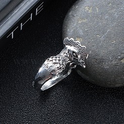 チベットスタイルの合金製調節可能なリング  おんどり  アンティークシルバー  内径：20mm&nbsp;PW-WG84265-01