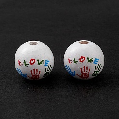Printed Natural Wood European Beads&nbsp;LS-WOOD-C015-02