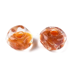 手作りランプワークビーズ連売り  ロンデル  ペルー  11.5~12.5x7mm  穴：2.5mm  約20個/連  5.51~6''（14~15センチメートル）&nbsp;LAMP-T021-15G