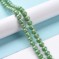 電気メッキガラスビーズセット  ABカラーメッキ  多面カット  ラウンド  ライムグリーン  7~8mm  穴：1.2~1.6mm  約68~70個/連  20.08''（51センチメートル）&nbsp;GLAA-E036-13D