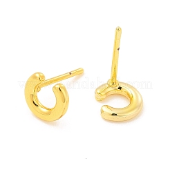 Brass Hollow Out Initial Letter Stud Earrings&nbsp;EJEW-A044-01G-C