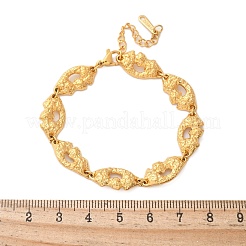 女性用304ステンレススチールテクスチャリンクブレスレット  18KGP本金メッキ  6-3/8インチ（16.1cm）&nbsp;BJEW-D303-01G
