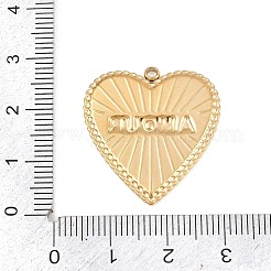 304ステンレスペンダント  愛という言葉が書かれたハートのチャーム  ゴールドカラー  27x25x2mm  穴：1.6mm&nbsp;STAS-H249-17G