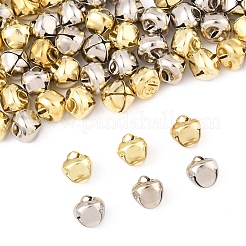 鉄製ベルチャーム 200色2個  プラチナ·ゴールデン  10x10x10mm  穴：3x1mm  100個/カラー&nbsp;IFIN-FS0001-53