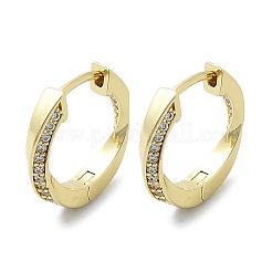 Twist Brass Micro Pave Clear Cubic Zirconia Hoop Earrings&nbsp;EJEW-D311-006G