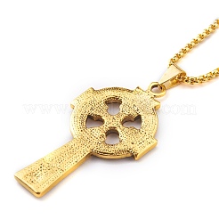Alloy Claddagh Cross Pendant Necklaces&nbsp;NJEW-Z001-02AG